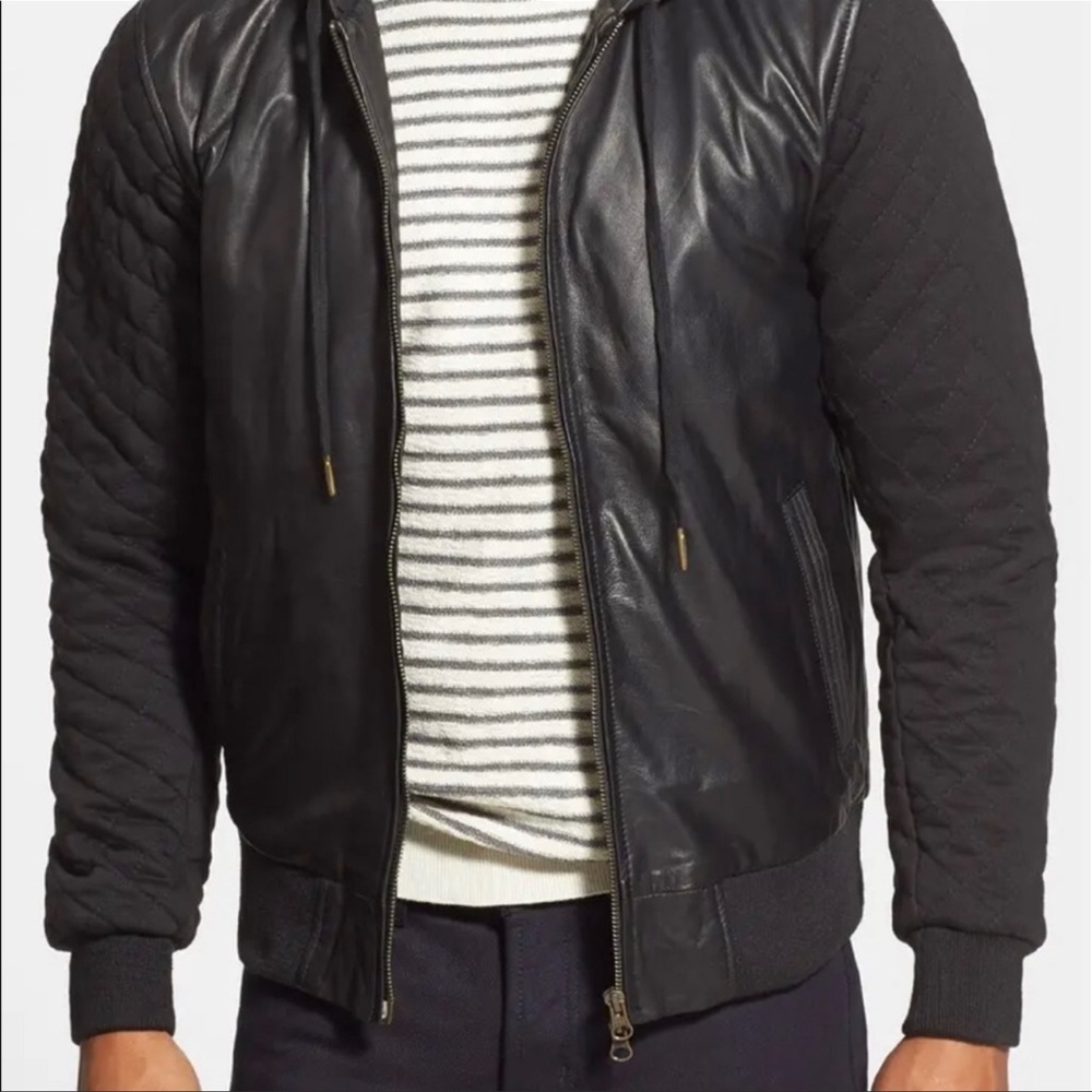 Zanerobe Detriot Hooded Leather Jacket Medium